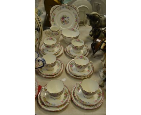 A Royal Grafton part tea service printed with floral bouquets
