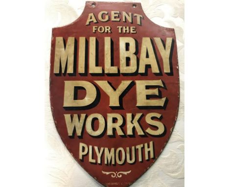 An enamel sign 'Millbay Dye Works', 49cm x 33cm