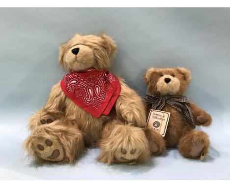 Two Boyds Heirloom Collection Teddy Bears,'Bandit Bearloom', golden plush, with red bandana, 38cm tall and 'Teddie Bearloom',