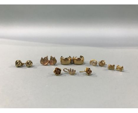 A collection of 9ct gold earrings, total weight 10 grams