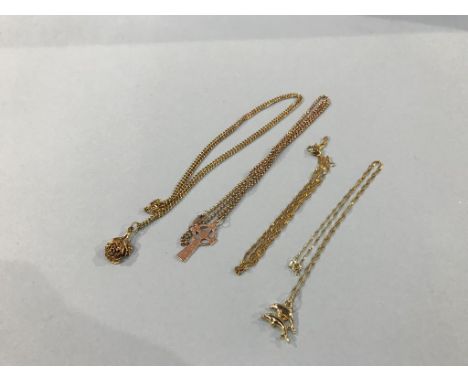 Four various 9ct gold necklaces, weight 22 grams