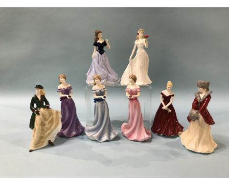 Eight Worcester figures