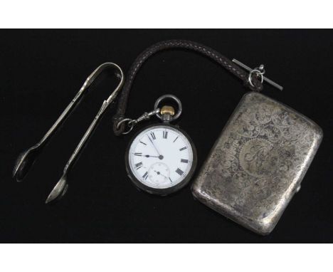 A late Victorian silver pocket cigarette case, having all-over foliate engraved decoration and monogrammed cartouche, maker D