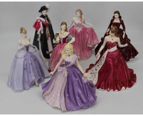 A collection of three Royal Doulton figurines to include Carmen No. 11413, Deborah, and A Christmas Wish, together with two C