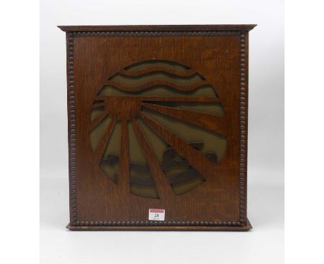 An early 20th century art deco style oak cased speaker, h.40cm