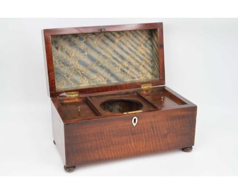 A 19th century mahogany twin compartment tea caddy, width 31cm