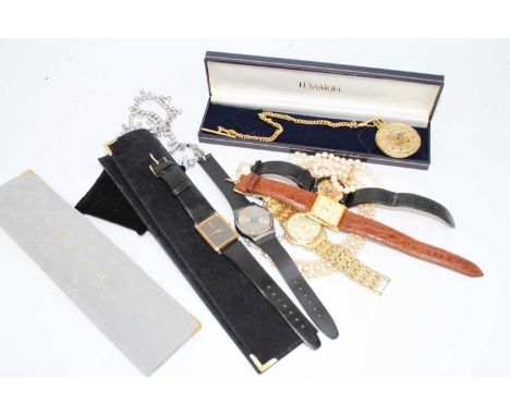 A collection of miscellaneous items to include a gentleman's Accurist gold plated cased wrist watch having a square champagne