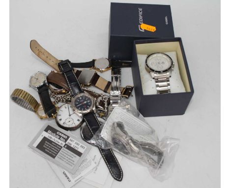 A collection of various watches to include a silver pocket watch and gents fashion watches