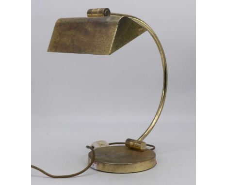 A 20th century brass adjustable desk lamp, height 41cm