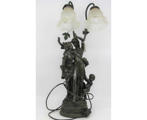 A 20th century figural twin branch table lamp, height 53cm