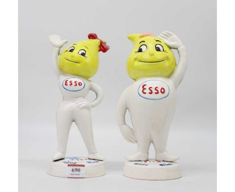 A pair of reproduction Esso cast iron advertising money boxes, largest height 24cm