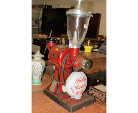 A vintage Hobart cast iron coffee grinder, model No. E2120, height 76cm
