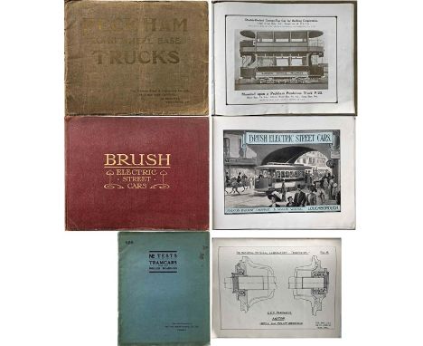 Selection (3) of TRAMWAY MATERIAL comprising c1910 MANUFACTURERS' ILLUSTRATED BROCHURES inside card covers from Peckham Long 