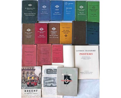 Quantity of mainly London Transport ephemera including 10 x RULE BOOKS incl 1917 LGOC and Central Buses, Country Buses, Trams