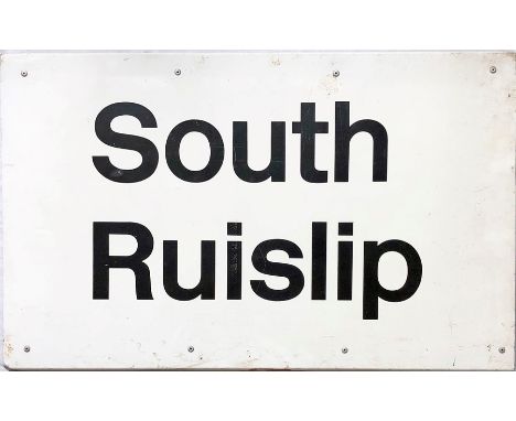 1970s British Rail STATION SIGN from the main-line platforms at South Ruislip station, shared with London Underground. Opened