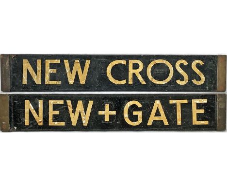 London Underground 1938-Tube Stock enamel CAB DESTINATION PLATE for New Cross / New + Gate (New Cross Gate) on the East Londo