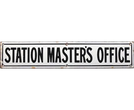 South-Eastern &amp; Chatham Railway (SECR) enamel DOORPLATE "Station Master's Office". Stated by vendor to be ex-North Camp s