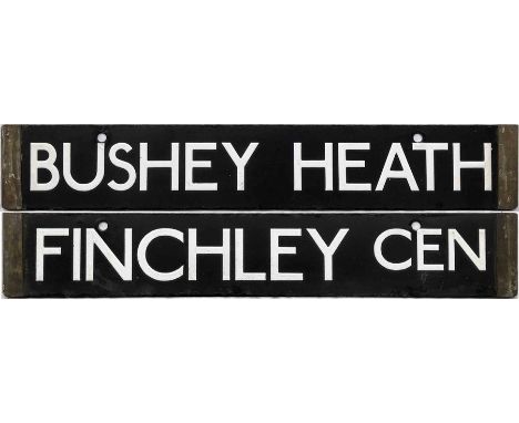 London Underground 38-Tube Stock enamel CAB DESTINATION PLATE for Bushey Heath / Finchley Cen on the Northern Line. Bushey He