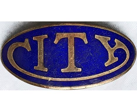 Enamel on brass CAP BADGE for a City Bus (Coach) Company driver or conductor. City started in 1923 as an independent London b