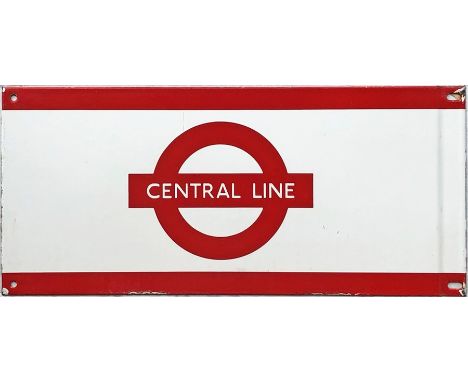 1960s/70s London Underground enamel PLATFORM FRIEZE PLATE for the Central Line with the line name on the bar of a traditional