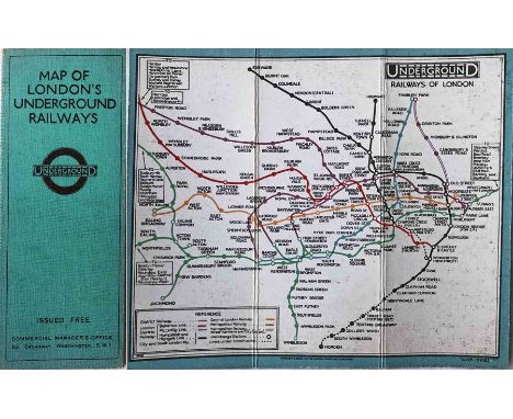 1926 London Underground linen-card POCKET MAP from the Stingemore-designed series of 1925-32. This is the second edition, dat