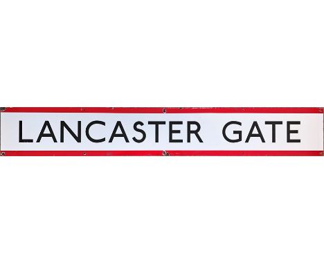 1960s/70s London Underground enamel PLATFORM FRIEZE PANEL from Lancaster Gate on the Central Line.  Measures 60" x 9" - 153cm