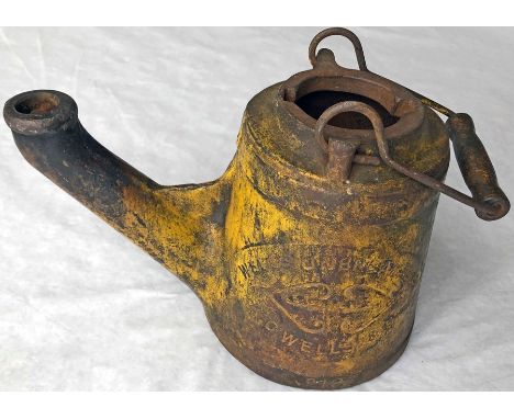 c1890-1900 Wells 'Unbreakable' cast-iron OIL LAMP No 18. These were typically used by railway companies and tramway operators