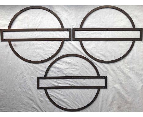 Selection (3) of London Underground station ROUNDEL FRAMES in brass. These are the standard smaller type, 24" x 20" (61cm x 5