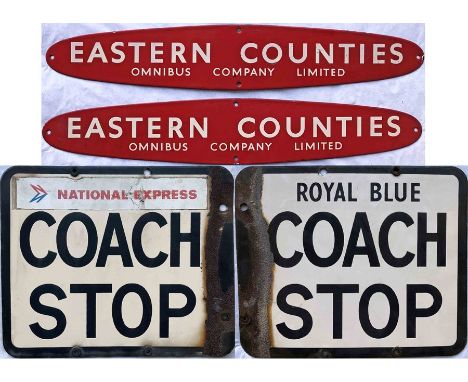Eastern Counties &amp; Royal Blue ENAMEL SIGNS comprising a pair of 1950s-60s Eastern Counties Omnibus Co Ltd HEADER PLATES f