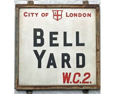 A c1920s City of London STREET SIGN from Bell Yard, WC2 which runs between Strand and Carey Street in London's legal district