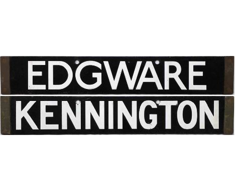 London Underground 1938-Tube Stock enamel CAB DESTINATION PLATE for Edgware / Kennington on the Northern Line. A double-sided
