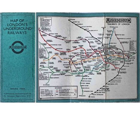 1926 London Underground linen-card POCKET MAP from the Stingemore-designed series of 1925-32. This is the second edition, dat