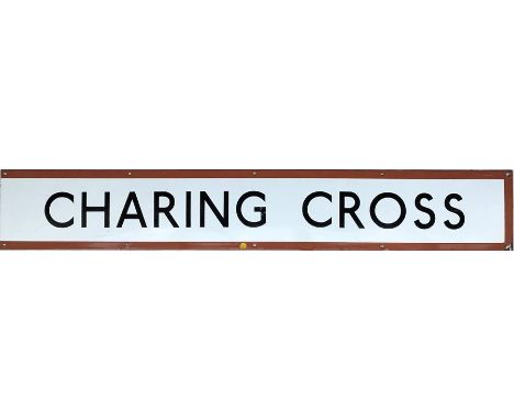 1960s/70s London Underground enamel PLATFORM FRIEZE PANEL from the Bakerloo line platforms at Charing Cross station. The stat