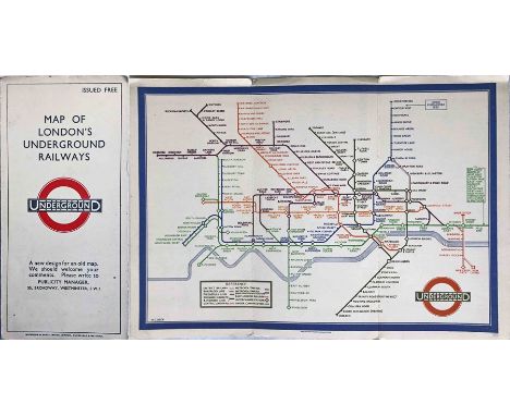 1933 first edition of the H.C. Beck London Underground diagrammatic card POCKET MAP with the famous cover slogan "A new desig