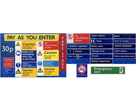 Quantity (29) of small London Transport Underground &amp; bus SIGNS &amp; PLATES, all bar one are enamel. Includes various Un