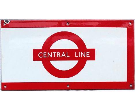 1960s/70s London Underground enamel PLATFORM FRIEZE PLATE for the Central Line with the line name on the bar of a traditional