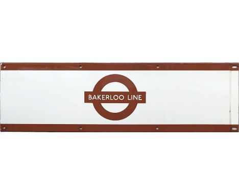 1960s/70s London Underground enamel PLATFORM FRIEZE PLATE for the Bakerloo Line with the line name on the bar of a traditiona