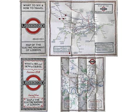 1923 and 1928 London Underground MAPS of the Electric Railways of London "What to see and how to travel", the first dated 1/1