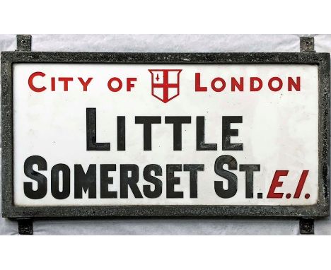 A c1920s City of London STREET SIGN from Little Somerset St, E1 which is off Mansell St in Aldgate and was once nicknamed 'Bl