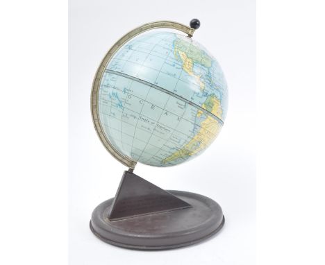 Chad Valley - a mid century vintage childrens' desk top globe map of the world. The globe mounted upon triangular stand marke