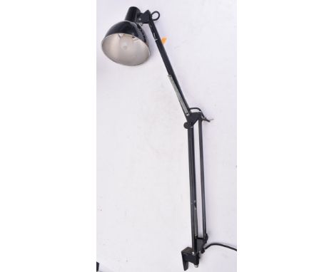 The Anglepoise - A retro 20th century anglepoise mountable desk / table lamp light. The lamp finished in black having an alum