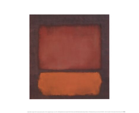 After Mark Rothko (Russian-American, 1903-1970) - Dusk - a vintage offset lithograph poster print in red, orange &amp; brown,