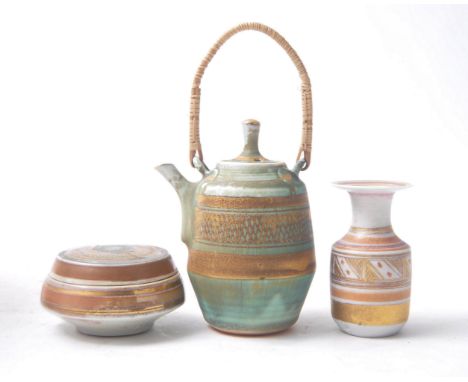 Mary Rich (British contemporary) - A selection of 20th century designer studio art pottery. The lot comprising a small vase, 