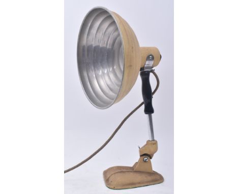 Pifco - A retro 20th century 1960s infrared heat lamp having a beehive aluminium light shade in cream tones, with removable s