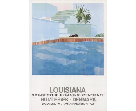 David Hockney (English, b.1937) - Pool and Steps - a vintage limited edition poster print, with 500 produced in 2021. Reads L