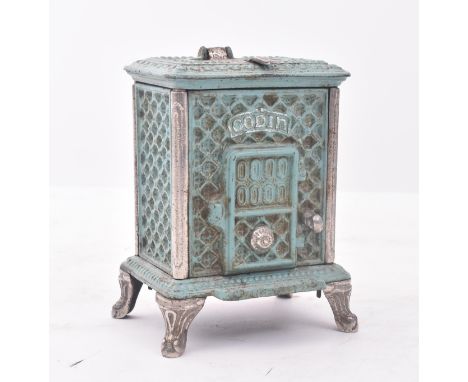 A vintage 20th century cast iron Radiolette Godin stove shaped inkwell. The inkwell in the form of a floor Godin stove with t