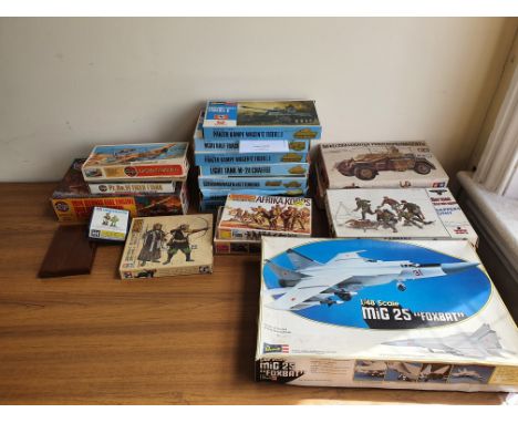 A collection of various vintage, unmade model making kits, to include Revell, Airfix, Tamiya, Matchbox, Hasegawa and Esci