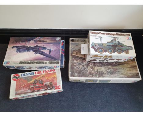 A collection of various vintage, unmade model making kits, to include Tamiya and Airfix