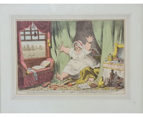 A framed print by H. Humphrey titled 'Dido in Dispair'. Approx 36cm.