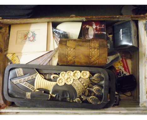 VINTAGE CASE AND CONTENTS. Vintage luggage case with assorted contents